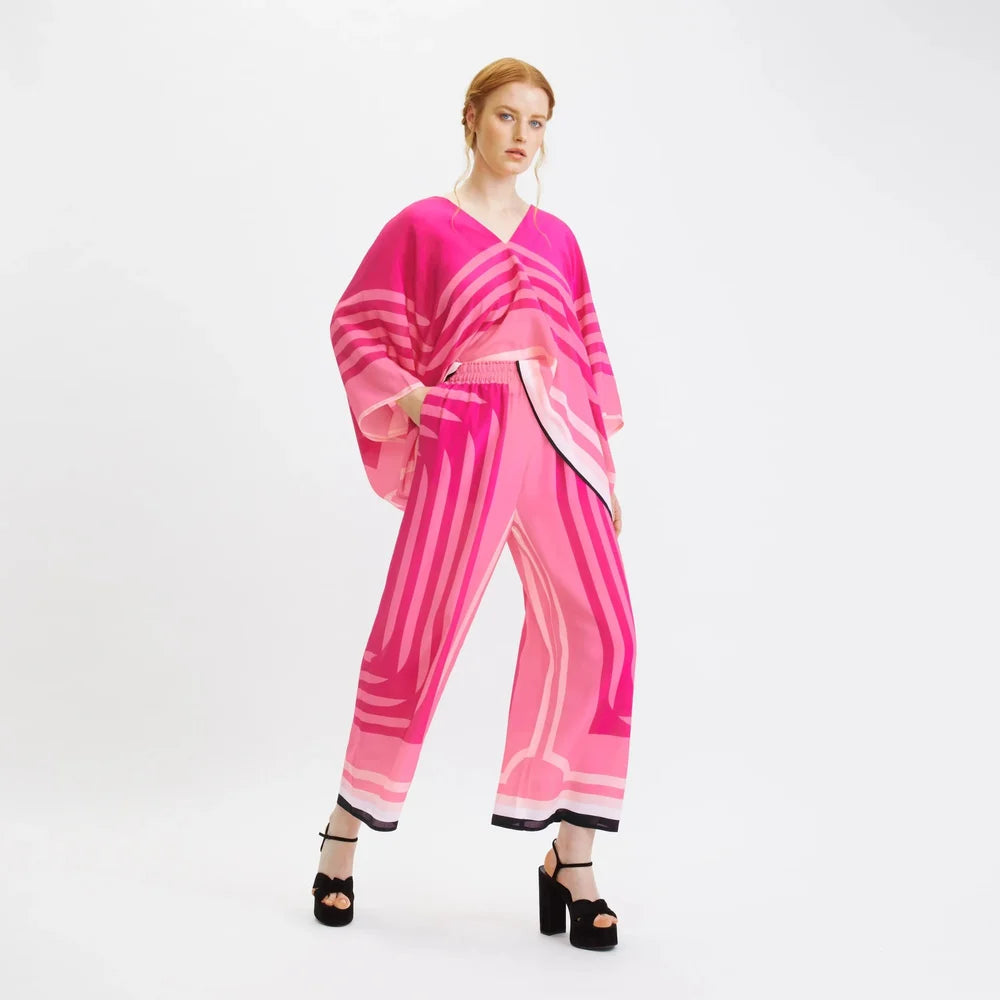 Casual Wear Loose Kaftan Style Fancy Multi Tone Striped Pattern Co-ord Sets